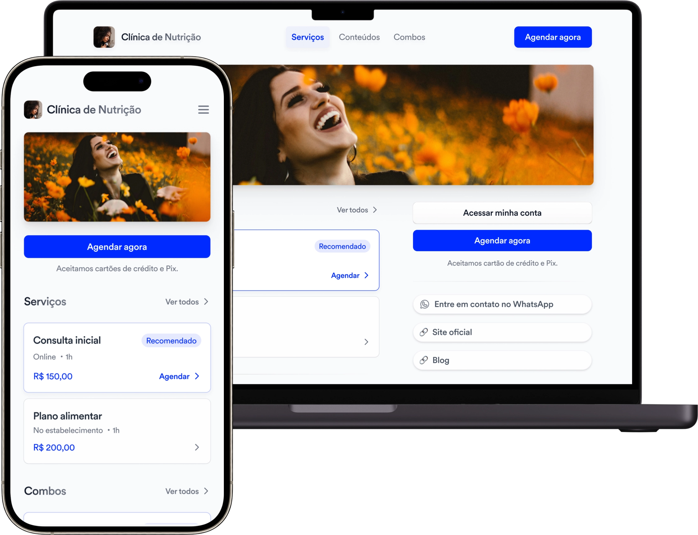 Telas do sistema de agenda online da Agend.Day